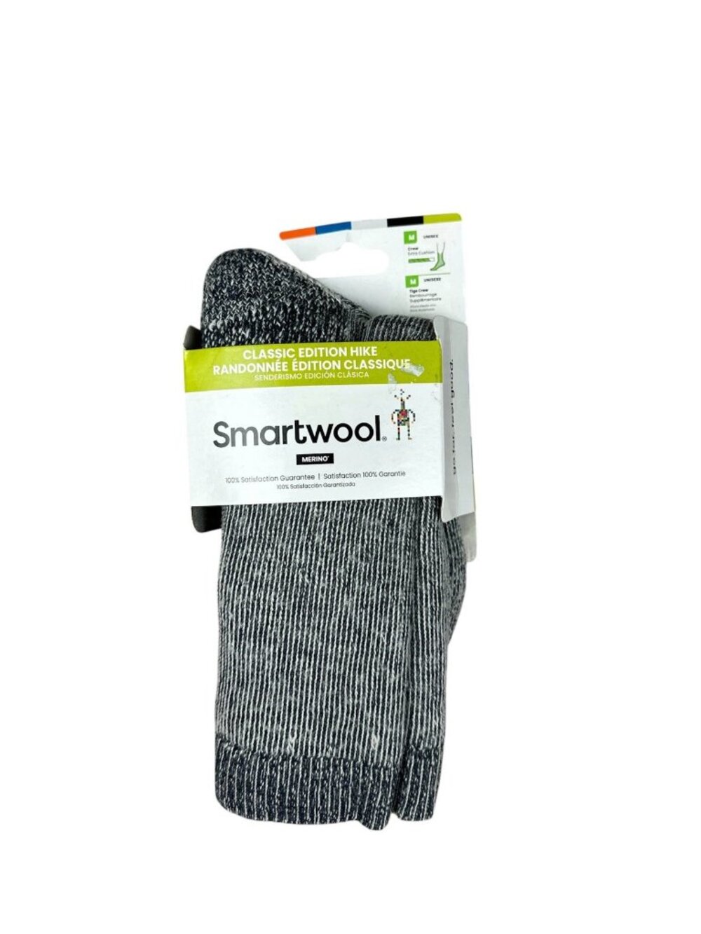 Smartwool Classic Edition Hike Extra Cushion Crew Socks Merino Gray Unisex M new